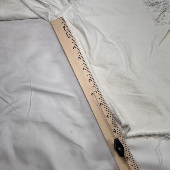 Levis 511 Jean Shorts Mens Size 36 Ivory Distressed Denim Raw Hem Cutoff Jorts - Picture 7 of 15